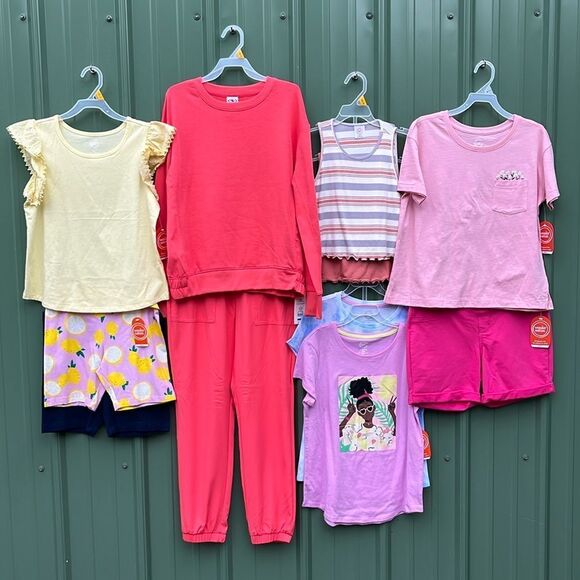 Girls Active Tracksuit T-Shirt Shorts & Tank Tops 11-Piece Bundle Size L Plus - Picture 1 of 16